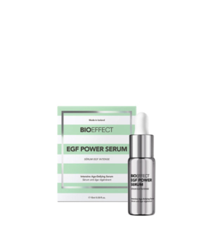 BIOEFFECT EGF Power Serum zilveren flacon met pipet en verpakking, 15 ml