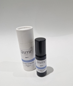āsmi Ayurveda Parfumolie Sky, zwarte roll-on 10 ml met witte koker