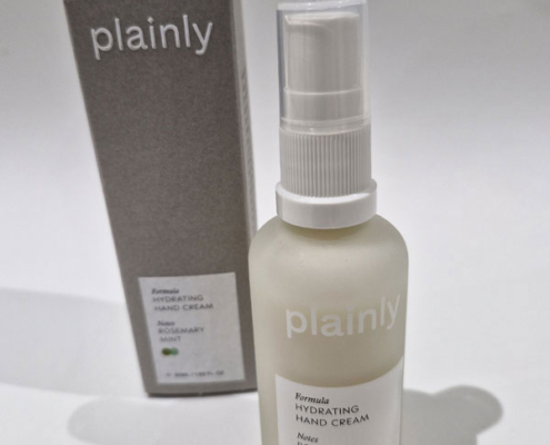 Plainly Hydraterende Handcrème Rozemarijn & Munt, flacon met pomp en verpakking